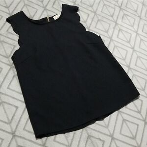 Pink Rose Black Scalloped Sleeveless Classy Dressy Classic Loose Fit Blouse